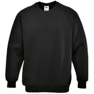 Image of B300BKRXXXL - sz 3XL Roma Sweatshirt - Black - Black - Portwest
