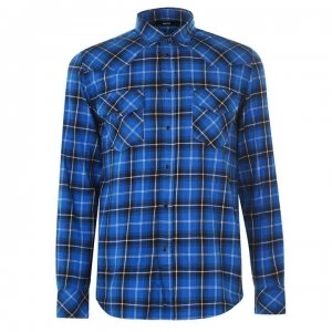 Image of Diesel Check East Long Shirt - 811 Mid Blu Chk