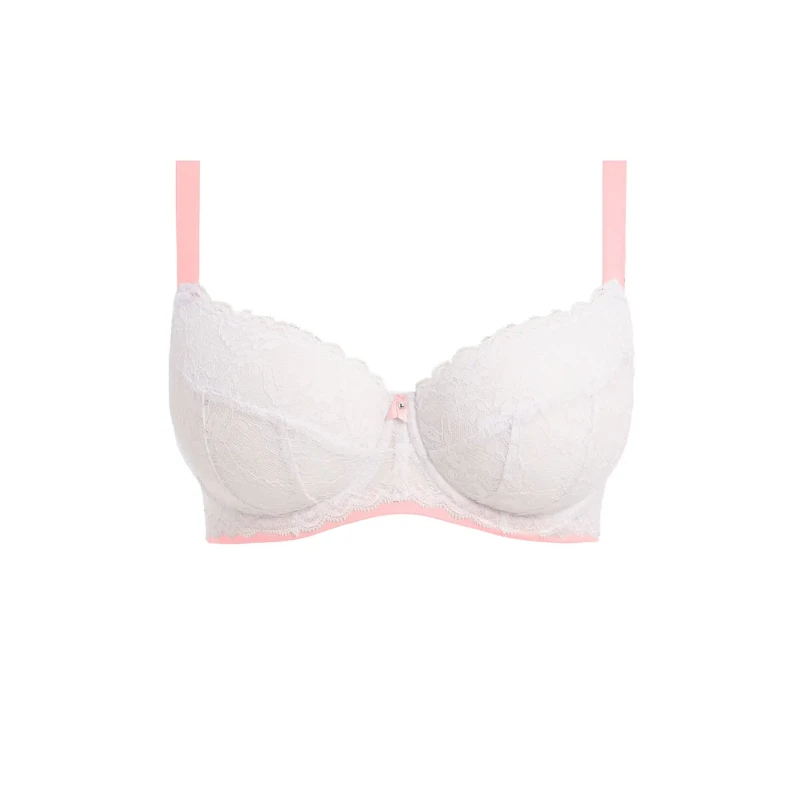 Image of Freya Womens Offbeat Underwired Padded Half Cup Bra in White Size: 32C White Female 32C
