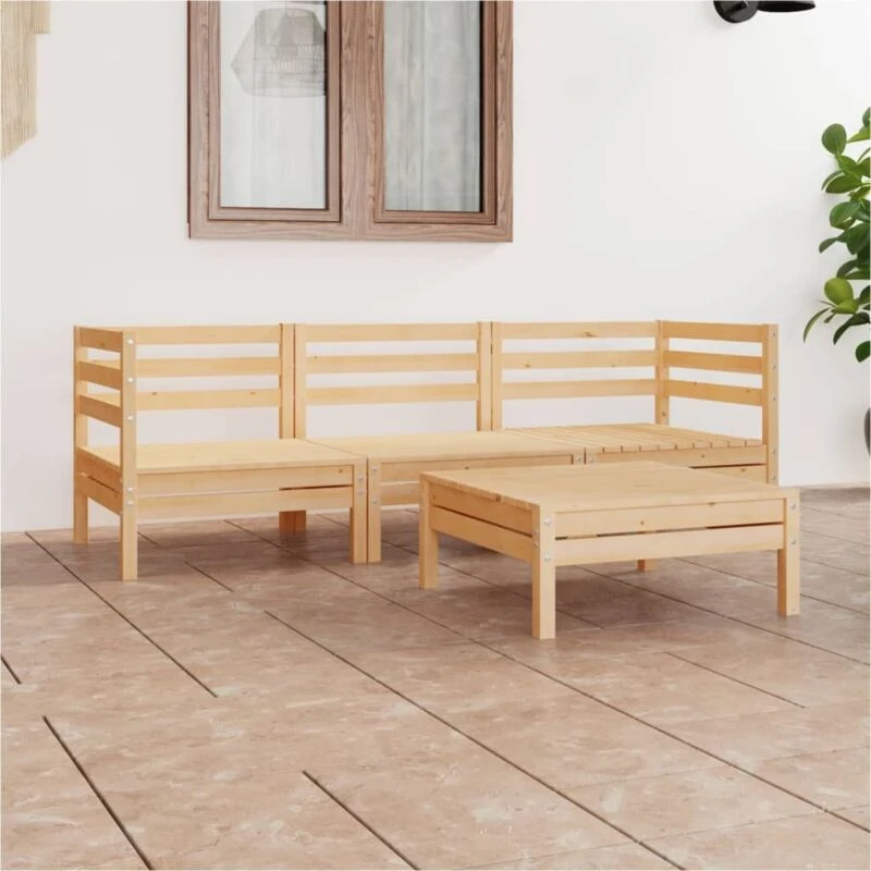 Image of VIDAXL 4 Piece Garden Lounge Set Solid Pinewood Vidaxl 8720286683491