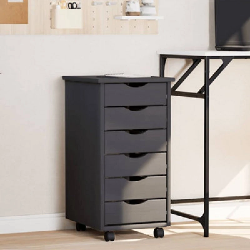 Image of VIDAXL Rolling Cabinet with Drawers moss Grey Solid Wood Pine Vidaxl 355890