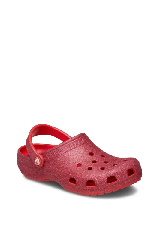 Image of Crocs Unisex Classic Glitter Clogs Cherry Red W5/M4