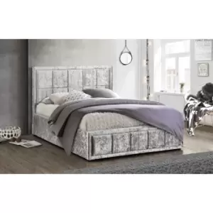 Image of Birlea 150Cm Hannover Fabric Birlea Ottoman Bed Steel Crushed Velvet