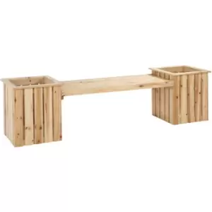 Image of Garden Planter & Bench Combination Planter Box Garden Bench Natural - Natural wood finish - Outsunny