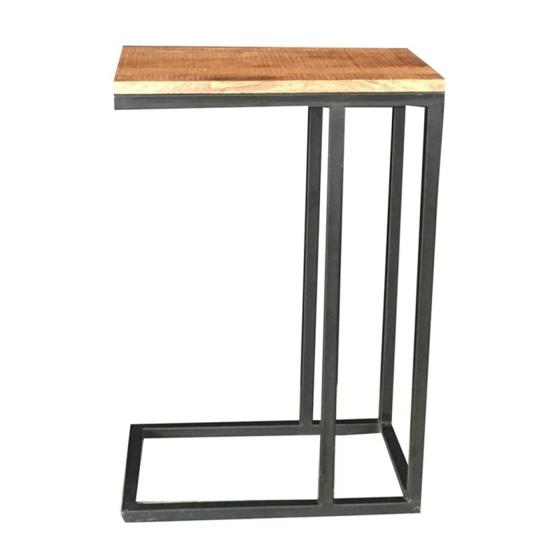 Image of Jaipur Furniture Ltd Industrial Side Table -Sawn Finish - Mango Wood/Iron - L25 x W40 x H60cm - PP Sawn Finish in Brown Brown Unisex