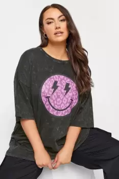 Image of Leopard Print Smiley Face T-Shirt