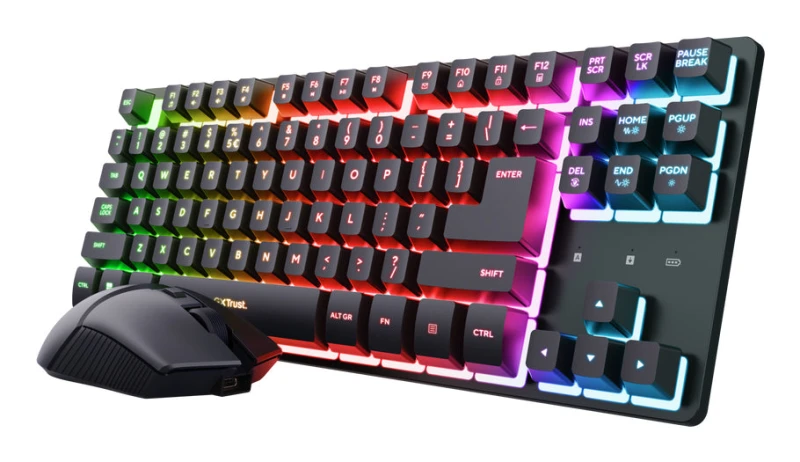 Image of Trust Trust Gaming GXT 832 Thado Wireless TKL Keyboard & Mouse Combo - Black UK 25986