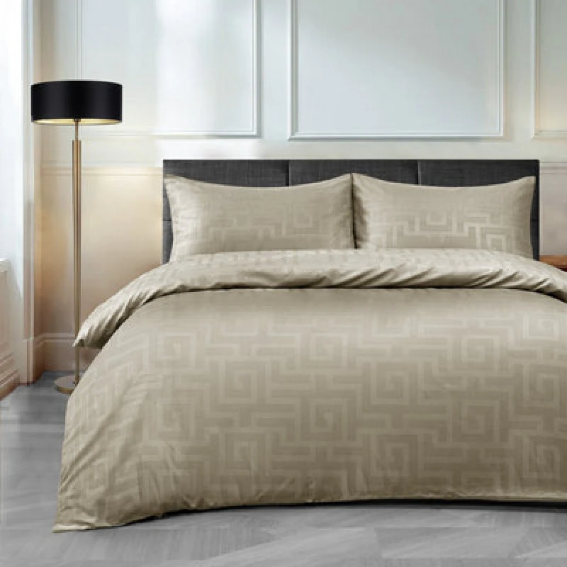 Image of Velosso Elegant Embossed Pattern Duvet Cover & Pillowcase Set in Beige Size: Double Beige Unisex Double