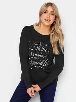 Image of M&Co Black Tis The Season To Sparkle Tshirt, Black, Size 14, Women