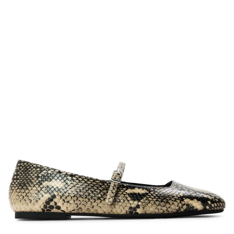 Image of Steve Madden Womens Ezri Ballet Pumps Lt. Beige Snake female 3 (36)