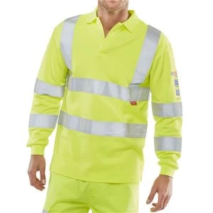 Image of Click Arc Flash Polo L Sleeve Hi Vis Fire Retardant M Yellow Ref