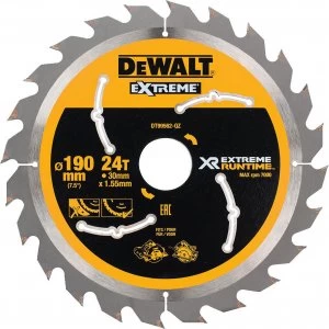 Image of DEWALT Extreme Runtime Circular Saw Blade 190mm 24T 30mm