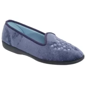 Image of Sleepers Womens/Ladies Nieta Plain Embroidered Slippers (7 UK) (Blueberry)