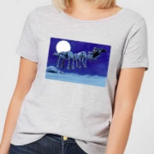 Image of Star Wars AT-AT Darth Vader Sleigh Womens Christmas T-Shirt - Grey - XL