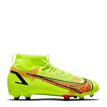 Image of Nike Mercurial Superfly Academy DF Junior FG Football Boots - Volt/Crimson