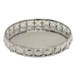Image of Small Mirrored Silver Tray With Bead Design 21cm