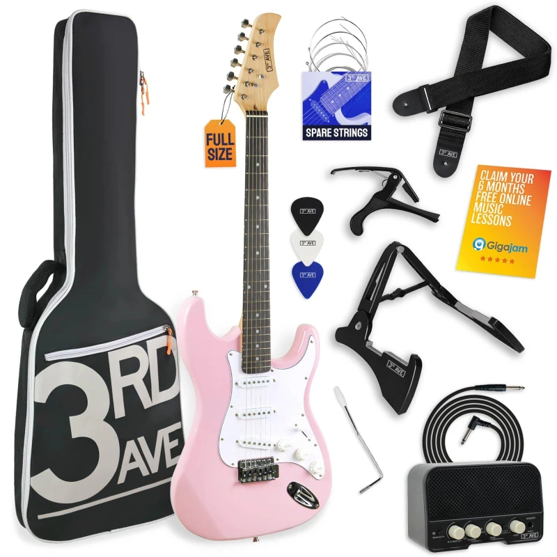 Image of 3rd Avenue Full Size Pastel Electric Guitar Pack Pastel Pink unisex Full Size