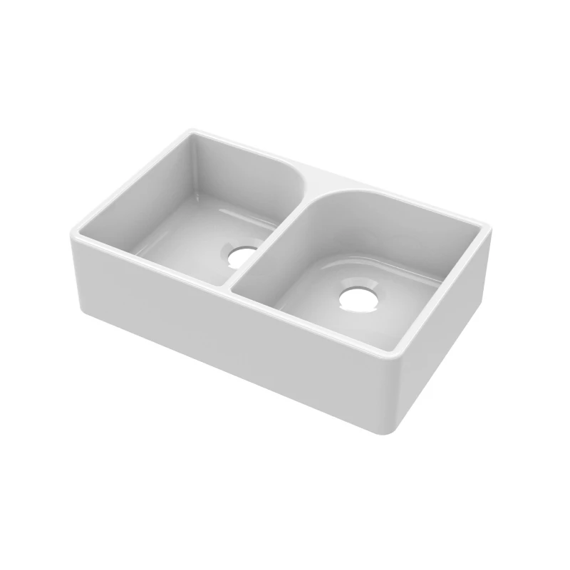 Image of Balterley Double Bowl Full Weir Butler Sink No Overflow No Tap Hole 795mm White unisex