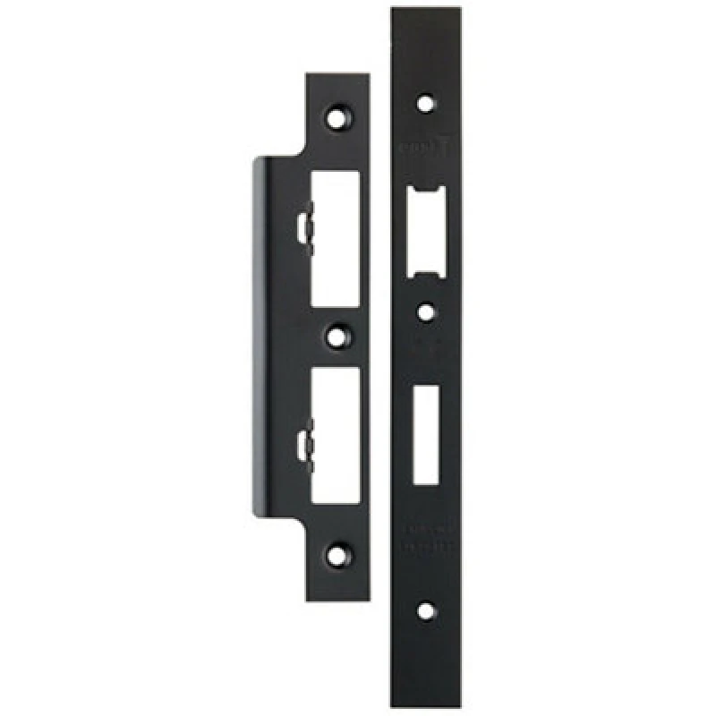 Image of Loops Forend Strike & Fixing Pack For DIN Euro Sash & Bathroom Lock Matt Black Black
