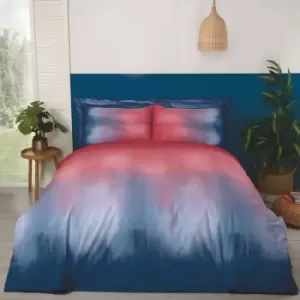 Image of Ombre Red & Blue Double Duvet Cover Set Faded Bedding Bed Set Bed Linen - Red - Rapport