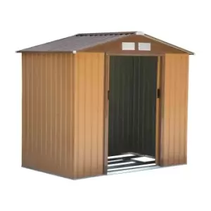 Image of Outsunny 7' x 4' Metal Apex Storage Shed - Brown