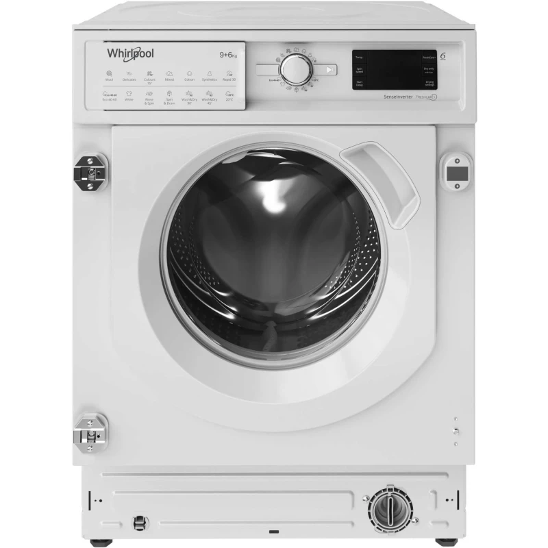 Image of Whirlpool BIWDWG961485 6th sense 9KG Wash 6kg Dry 1400RPM Integrated Washer Dryer - White BIWDWG961485 White