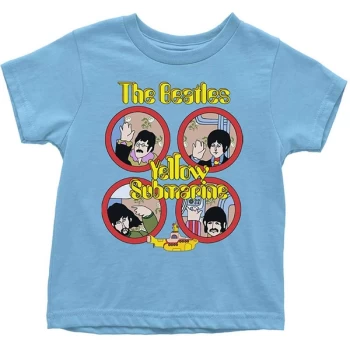 Image of The Beatles - Yellow Submarine Portholes Kids 4 Years T-Shirt - Blue