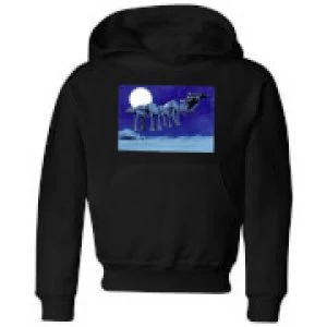 Image of Star Wars AT-AT Darth Vader Sleigh Kids Christmas Hoodie - Black - 9-10 Years