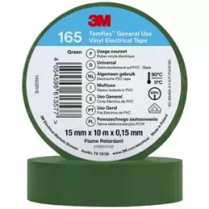 Image of 3M Temflex 165 165GR1E Electrical tape Temflex 165 Green (L x W) 10 m x 15mm