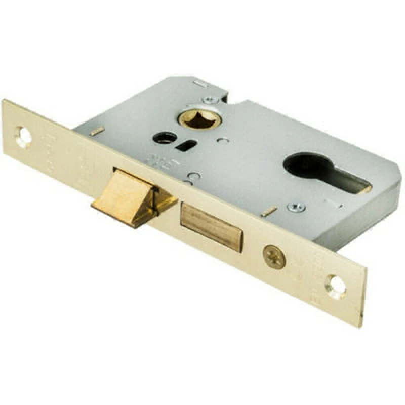 Image of Loops 64mm Contract Euro Profile Sashlock Square Forend Electro Brassed Door Latch Metallics unisex