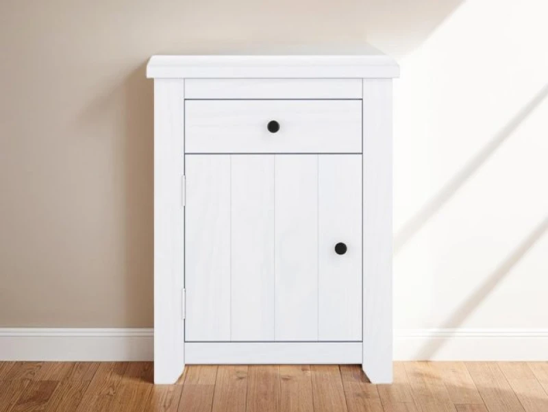 Image of LPD Havana White 1 Drawer Small Bedside Table