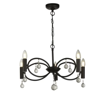 Image of Infinity 5 Light Ceiling Pendant - Black with Crystal Glass Detail
