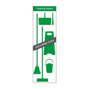 Image of Shadow Board Cleaning Station with Lean Stand, Board Only with Hooks, Style B Green, (610mm x 2000mm)