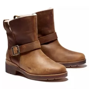 Image of Timberland Womens Graceyn Waterproof Leather Biker Boots - Rust - UK 3