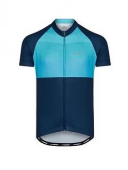 Image of Madison Peloton Mens Short Sleeve Jersey, Blocks Iny Navy / Blue Curaco