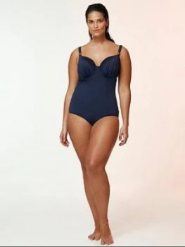 Image of Evans Wired Plunge Swimsuit - Navy