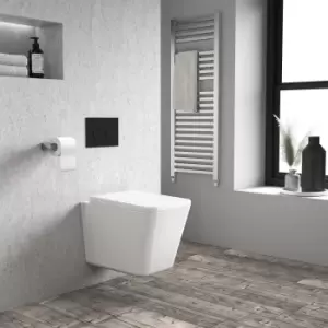 Image of White Wall Hung Rimless Toilet and Soft Close Seat - Augusta