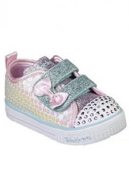 Image of Skechers Toddler Girls Shuffle Lites Plimsolls - White, Size 6 Younger
