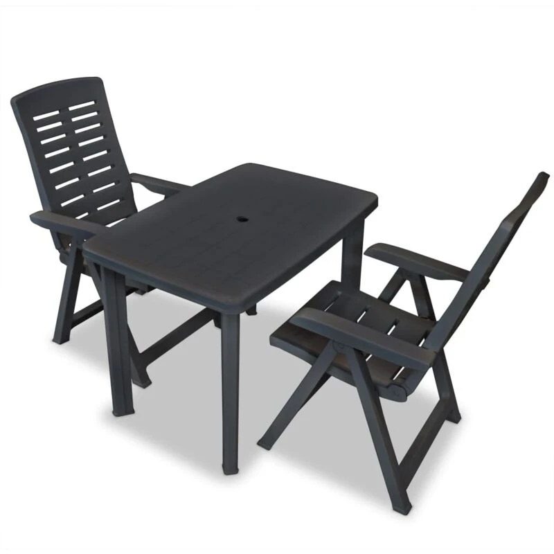 Image of Outdoor Bistro Set 3 Pieces 101x68x72cm Anthracite