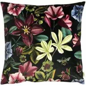Image of Evans Lichfield Midnight Garden Aquilegia Piped Edge Cushion Cover, Shiraz, 43 x 43 Cm