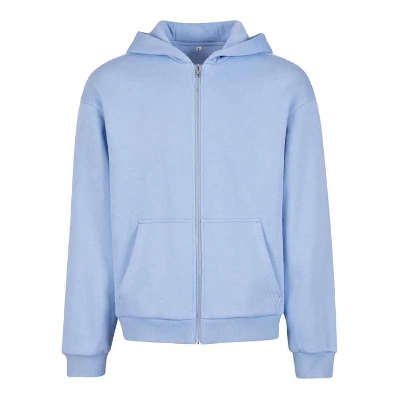 Image of Build Your Brand Mens Fluffy Full Zip Hoodie in Blue Size: XS Blue Male XS