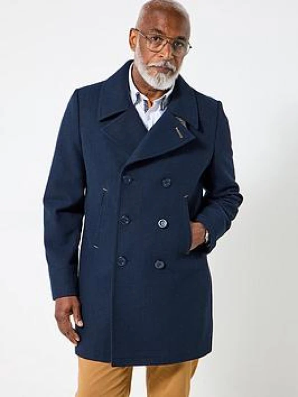 Image of Joe Browns Joe Browns Men Printed Lining Double-Breasted Style Coat in Navy Size: 2X-large Navy XXL Male 5059953311010