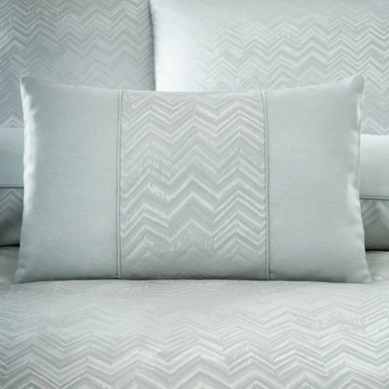 Image of Portfolio Home Antibes Chevron Waves Silver Rectangular Filled Boudoir Cushion Pillow Bed Sofa 32 X 50Cm