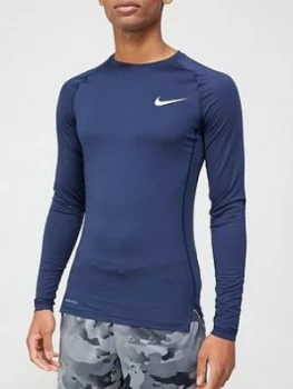 Image of Nike Pro Compression Long Sleeve Top - Navy