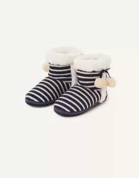 Image of Accessorize Womens Nautical Stripe Slipper Boots Blue, Size: S