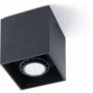 Image of Netlighting Tecto 1 Light Square Surface Mounted Downlight Black, GU10
