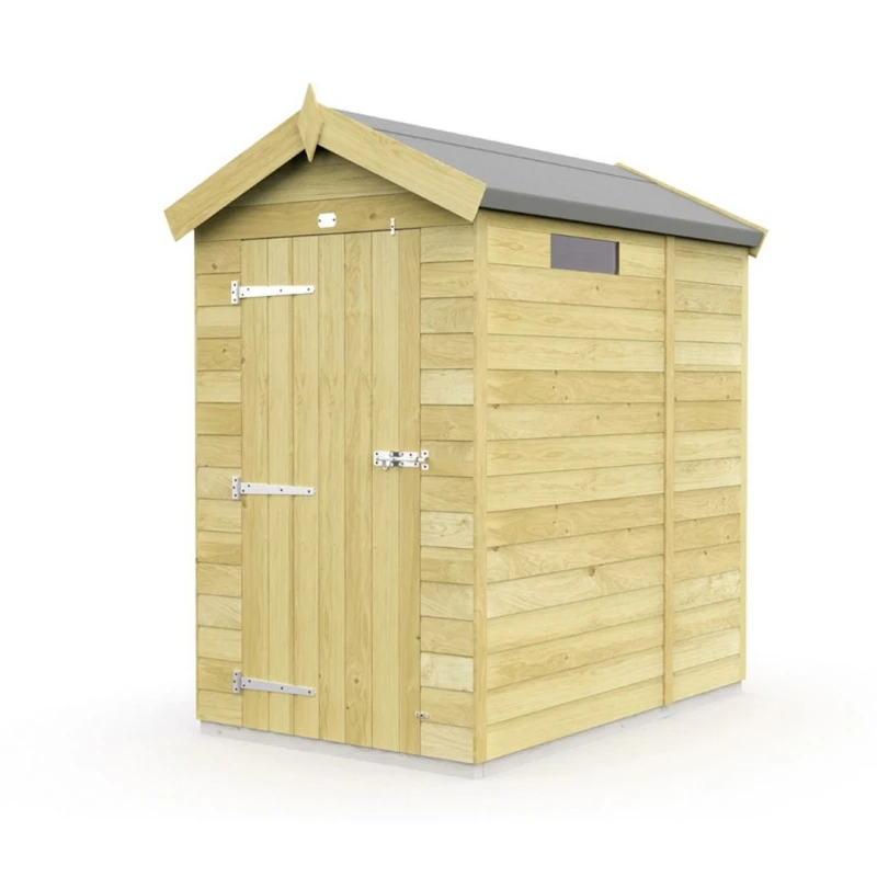 Image of Buttercup Farm 4 x 5 Feet Apex Security Shed - Single Door - L158 x W118 x H217cm in Brown Brown Unisex