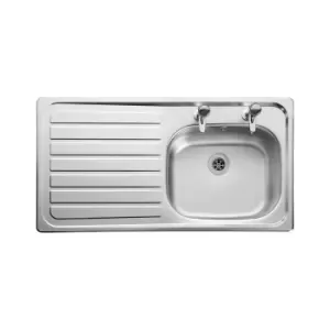 Image of Leisure Sinks Lexin 950x508mm Single Bowl 2-Tap Left Hand Sink - Chrome