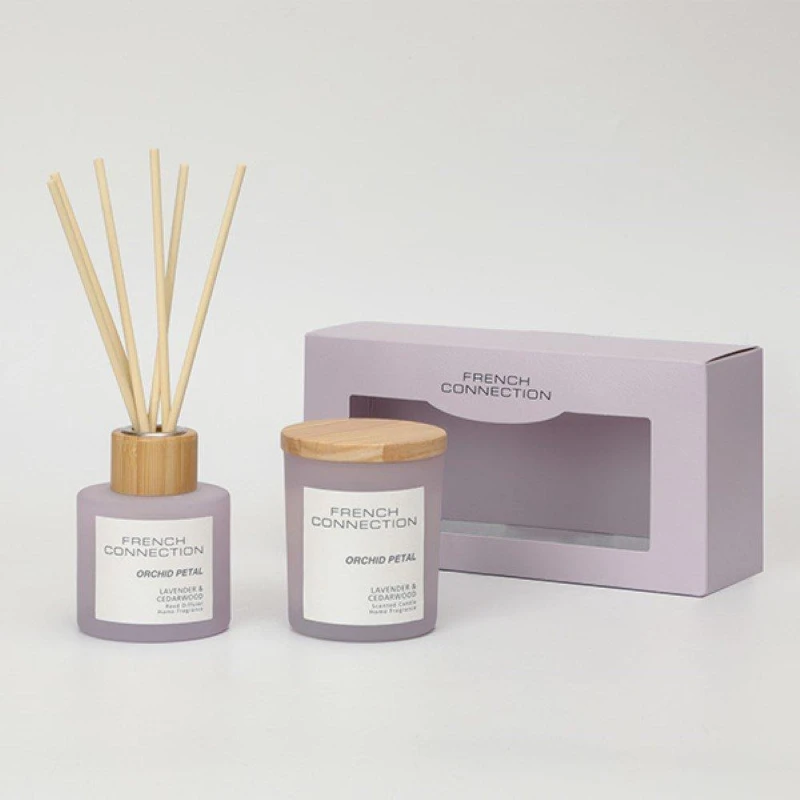 Image of French Connection French Connection Orchid Petal 130G Candle and 100ml Reed Diffuser Gift Set Pastel Range in Lavender Size: 2 Pack Lavender 2 Pack
