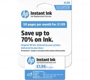 Image of HP Instant Ink Enrollment card 50 pages per month